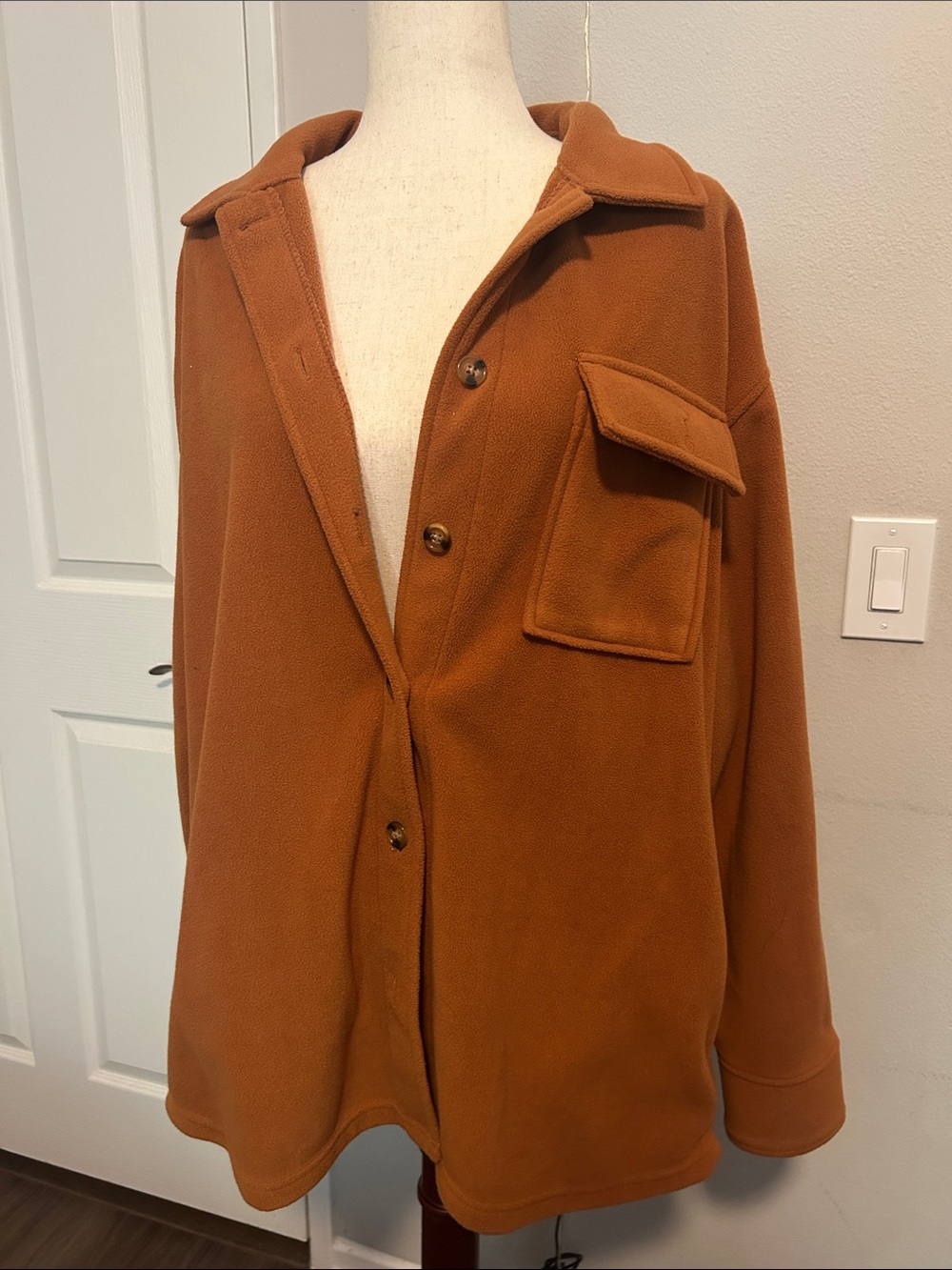 RVCA Rust-Brown Teddy Jacket with Chest Pocket - Picture 2 of 6